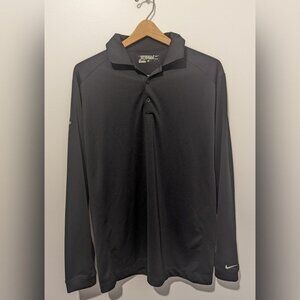 NIKE Vikings Football Long Sleeve Polo, Black, Medium